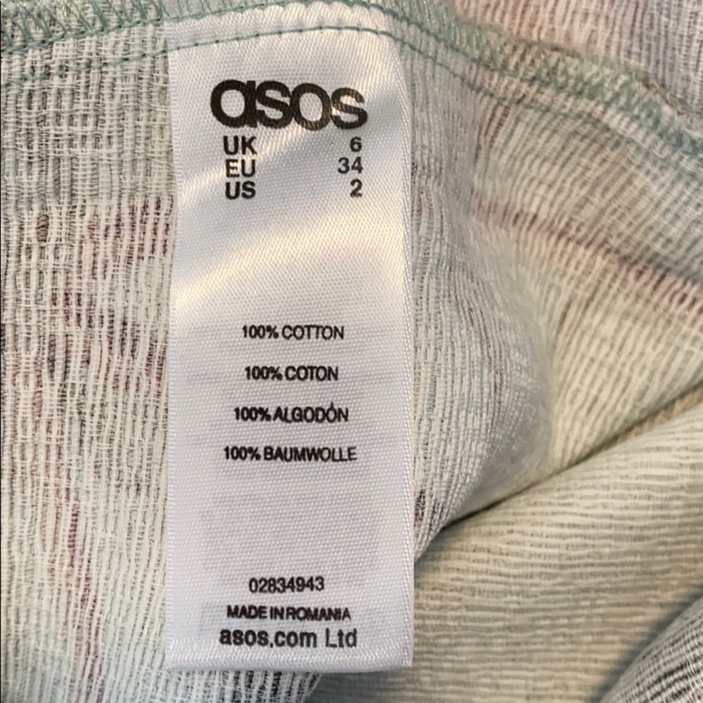 ASOS mint green, textured pink floral short sleeve, wiggle dress, size 2 - Picture 5 of 6